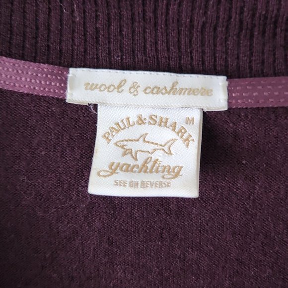 PAUL & SHARK | Wool cashmere sweater cardigan maroon brown sz M - Picture 3 of 6